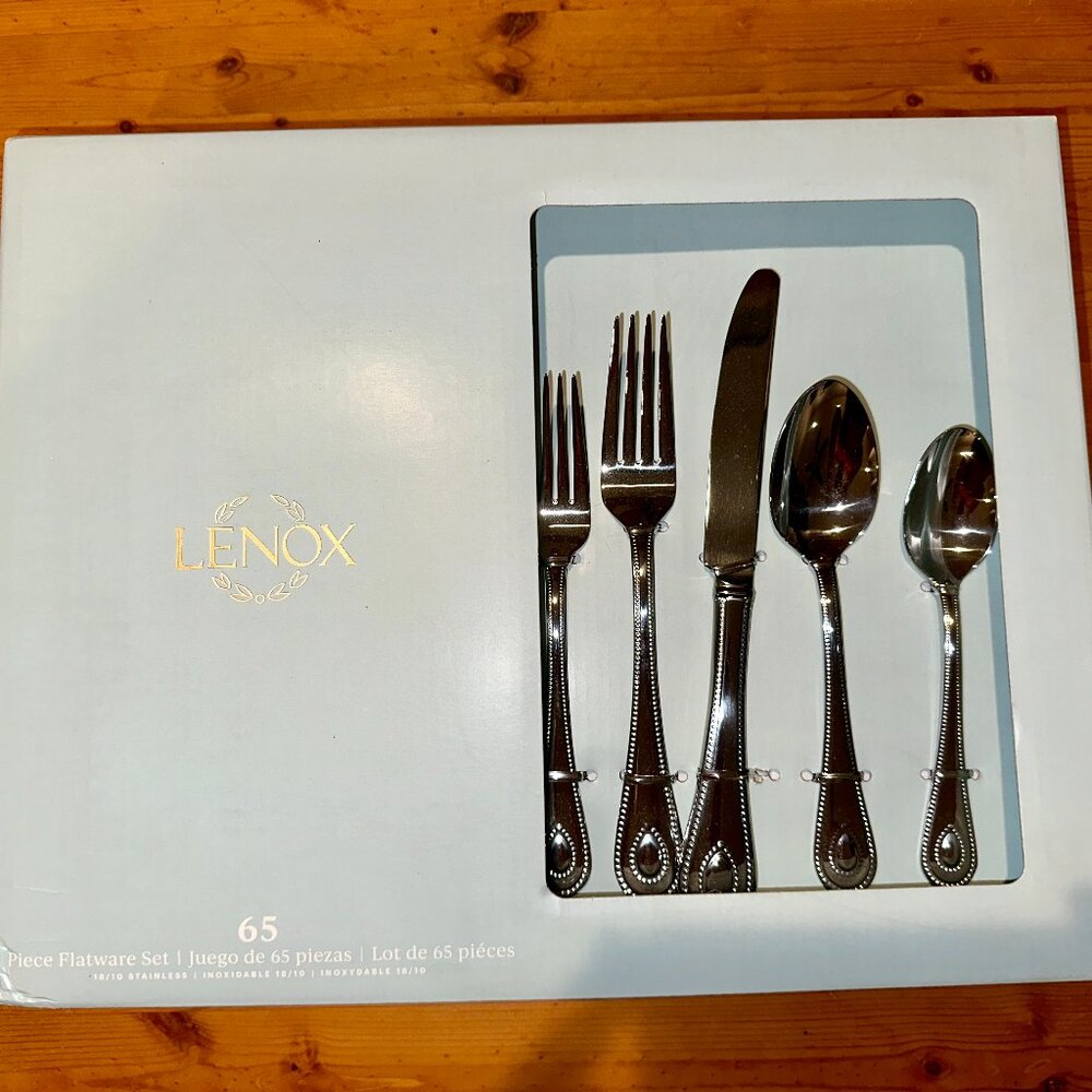 NEW - Lenox French Perle 65-Piece Flatware Set 18/10 Stainless Steel - SOLD